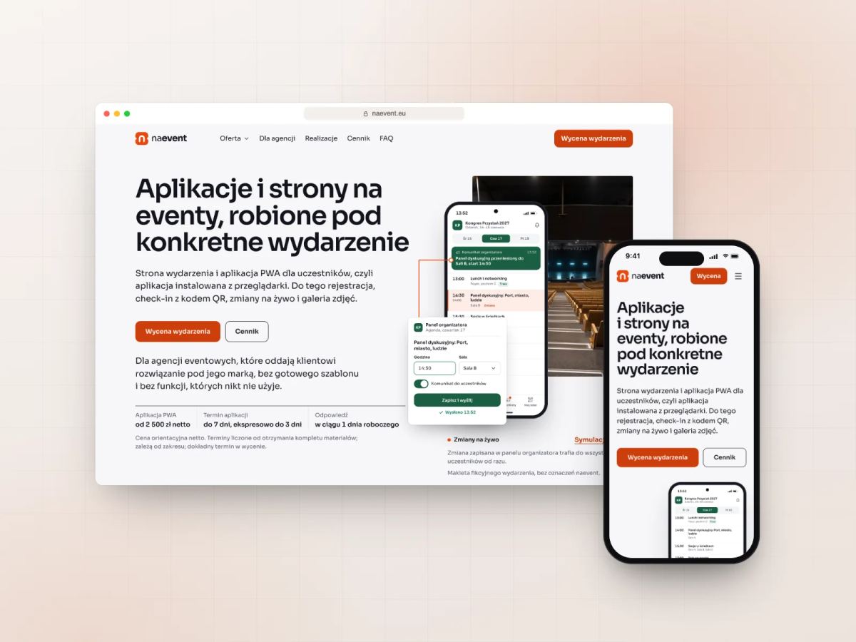 Strona naevent — projekt i wdrożenie